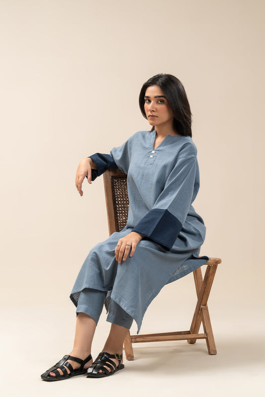 2 PIECE EMBROIDERED TWILL SUIT (PRET)