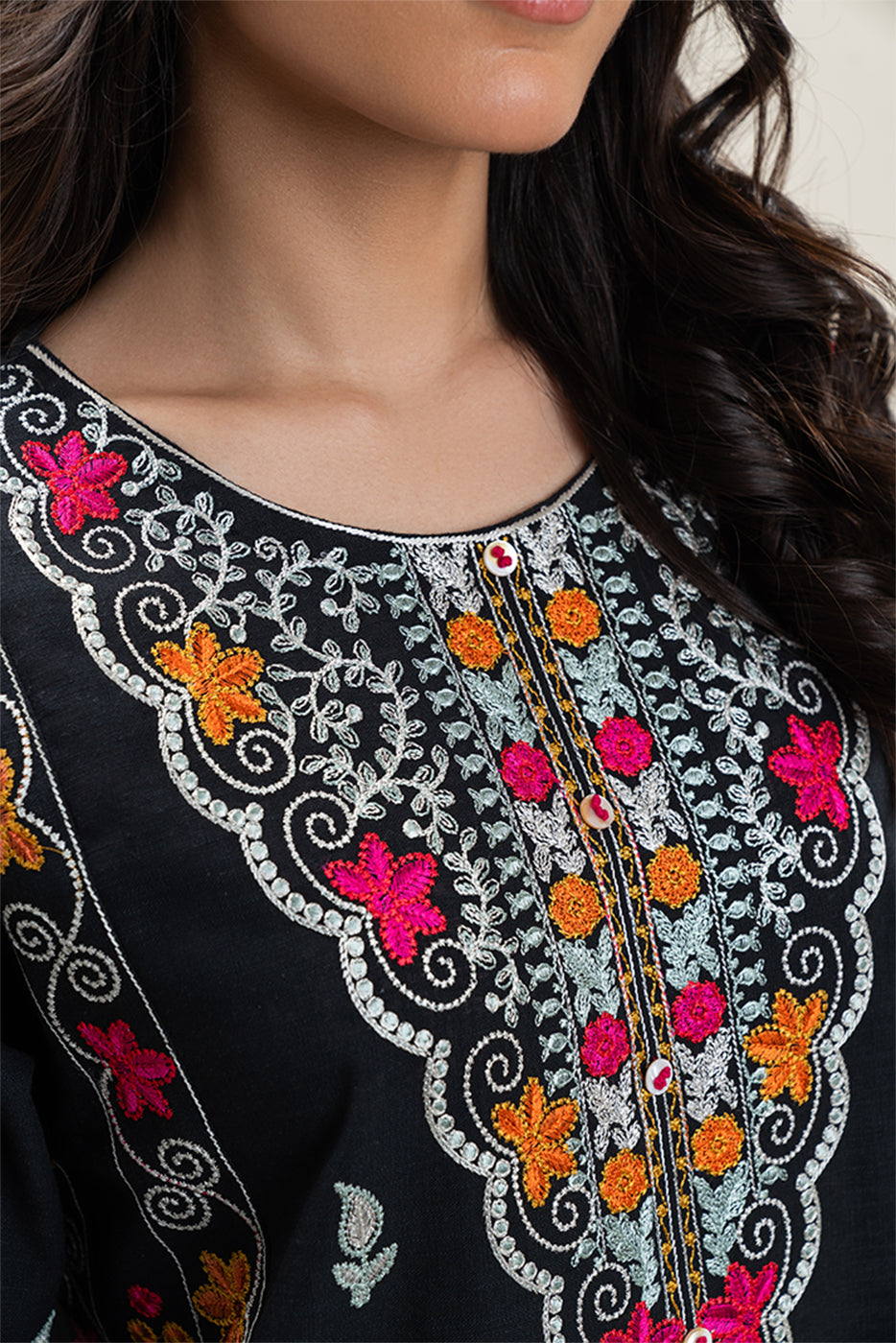 2 PIECE EMBROIDERED TWO WAY SLUB SUIT (PRET)