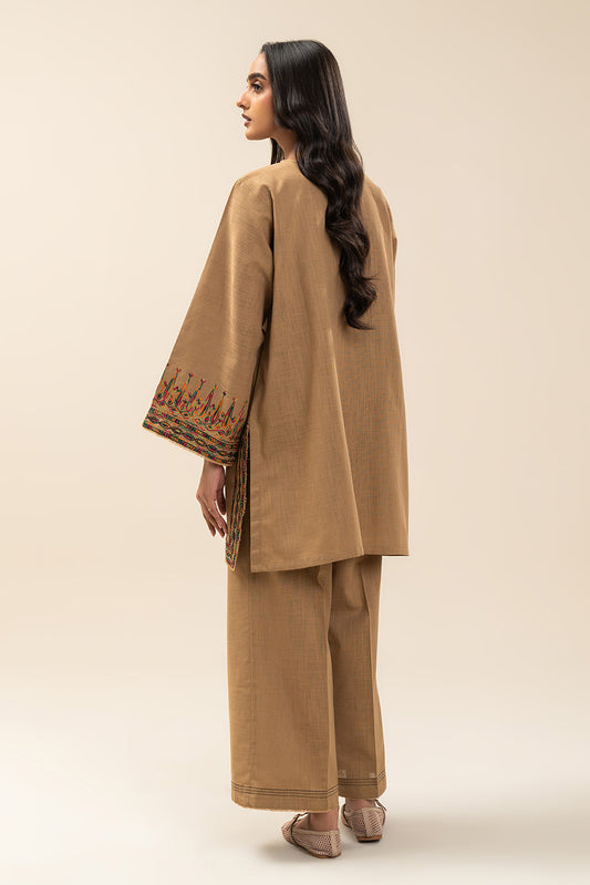 2 PIECE EMBROIDERED TWO WAY SLUB SUIT (PRET)