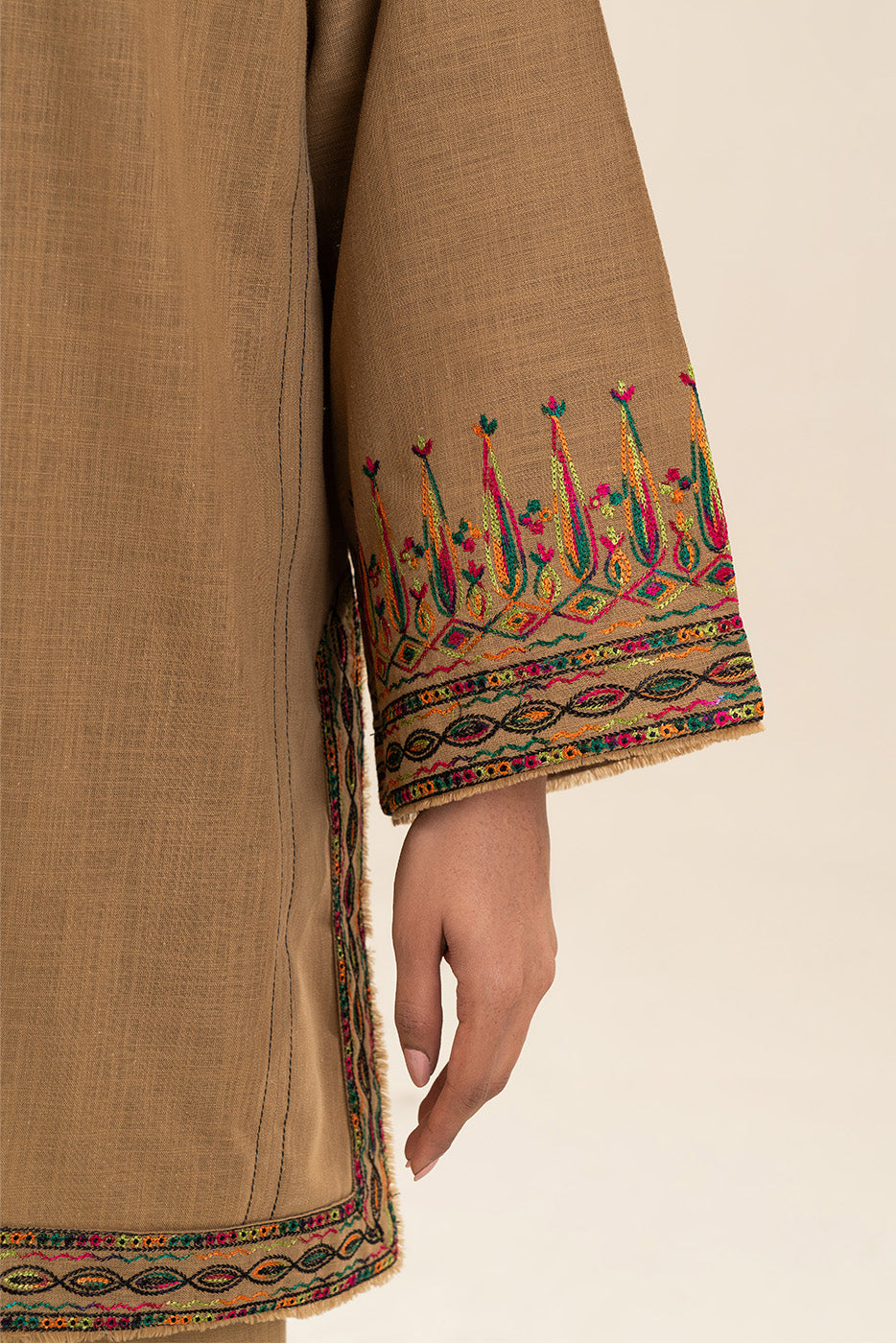 2 PIECE EMBROIDERED TWO WAY SLUB SUIT (PRET)