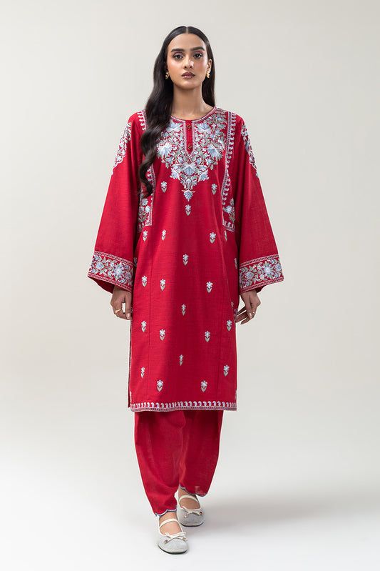 2 PIECE EMBROIDERED TWO WAY SLUB SUIT (PRET)