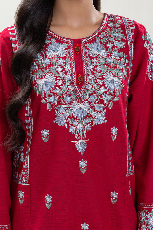 2 PIECE EMBROIDERED TWO WAY SLUB SUIT (PRET)