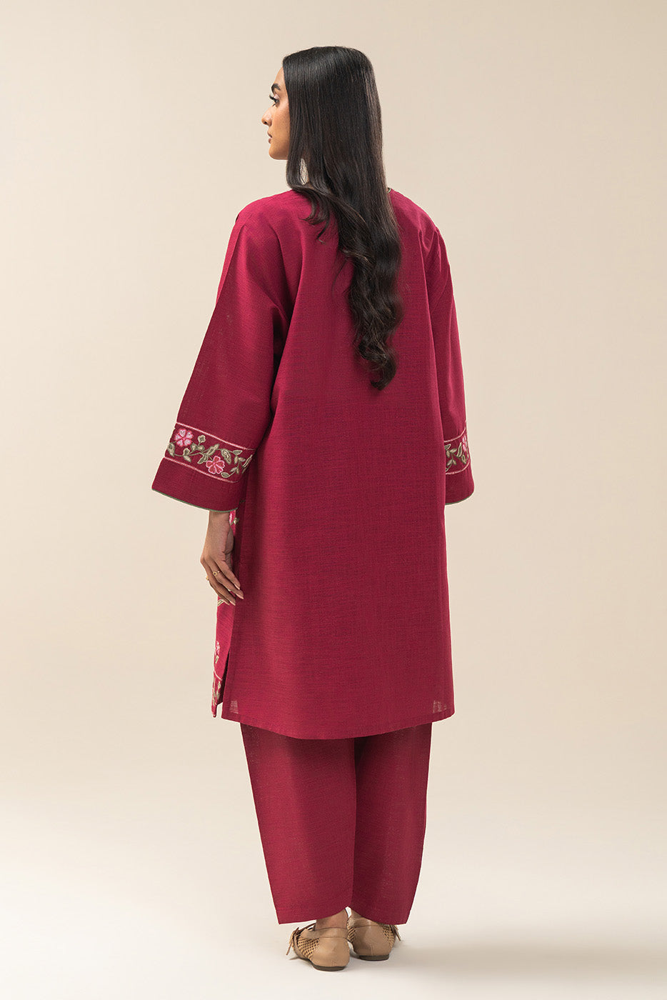 2 PIECE EMBROIDERED TWO WAY SLUB SUIT (PRET)