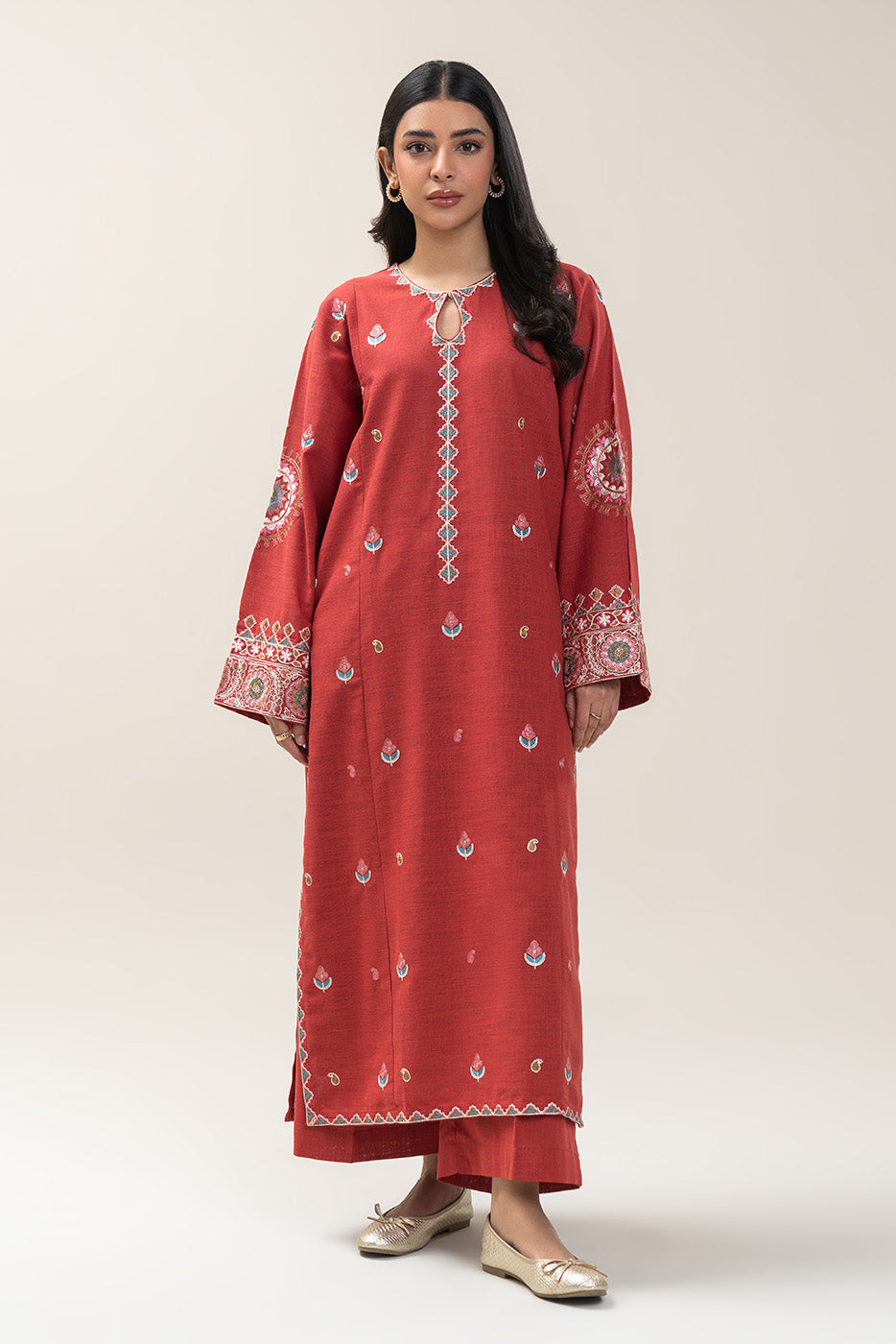 2 PIECE EMBROIDERED TWO WAY SLUB SUIT (PRET)