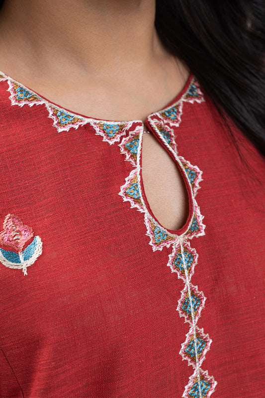 2 PIECE EMBROIDERED TWO WAY SLUB SUIT (PRET)