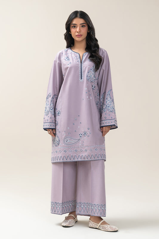 2 PIECE EMBROIDERED CAMBRIC SUIT (PRET)