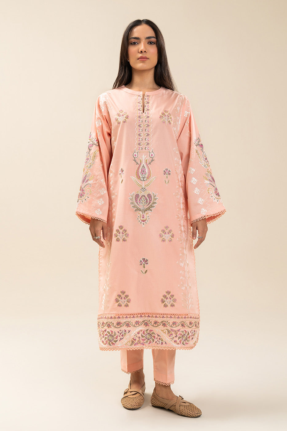 2 PIECE EMBROIDERED CAMBRIC SUIT (PRET)