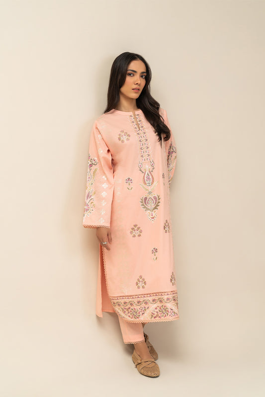 2 PIECE EMBROIDERED CAMBRIC SUIT (PRET)