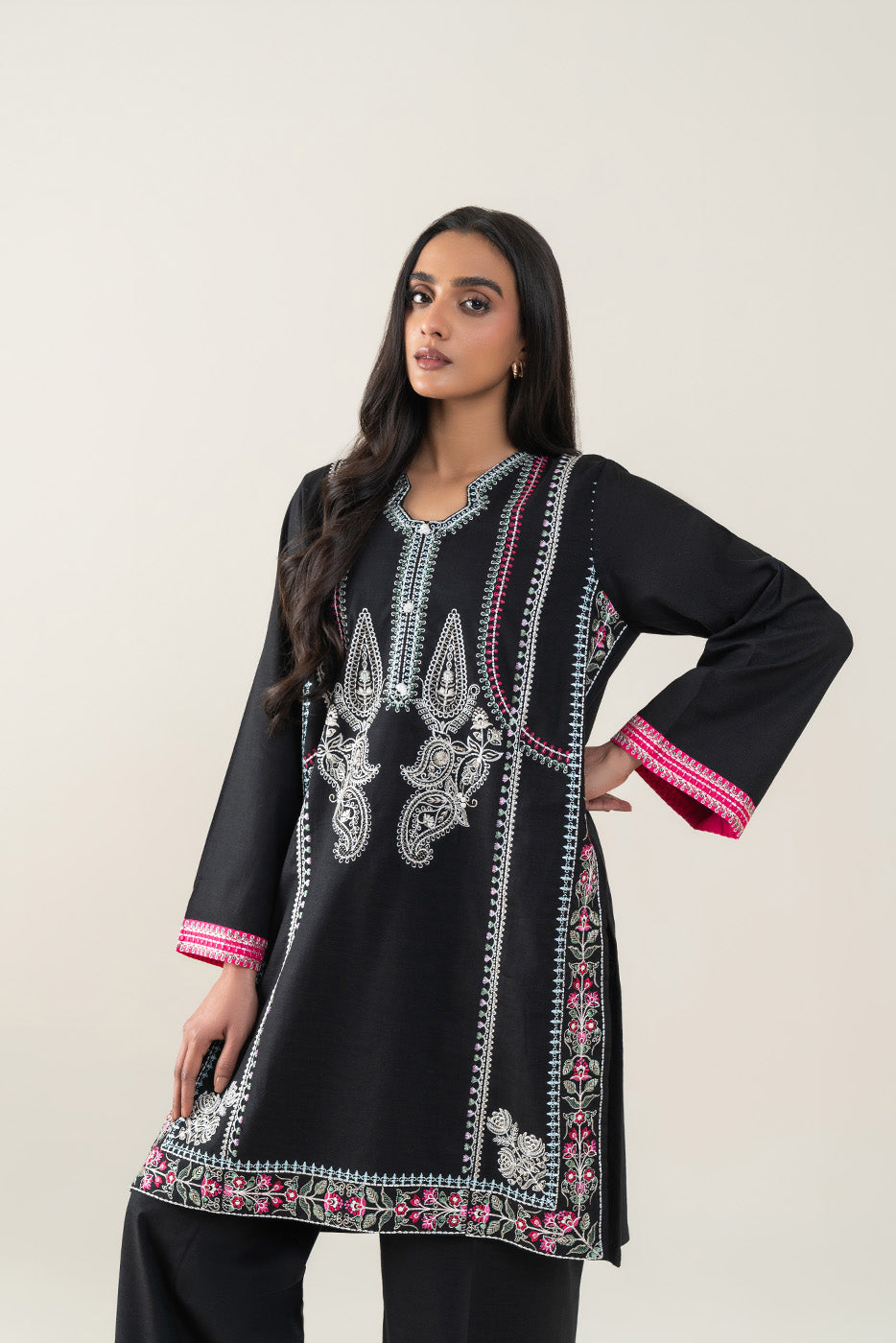 2 PIECE EMBROIDERED SLUB KHADDAR SUIT (PRET)