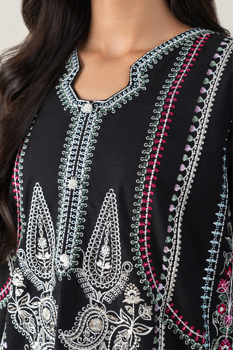 2 PIECE EMBROIDERED SLUB KHADDAR SUIT (PRET)