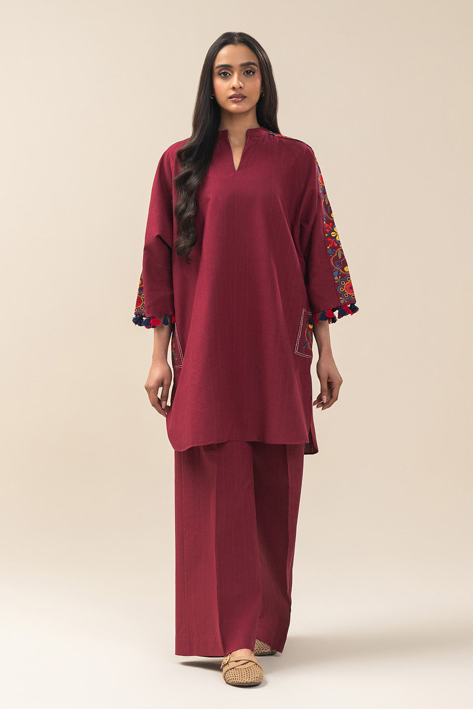 2 PIECE EMBROIDERED DOBBY SUIT (PRET)