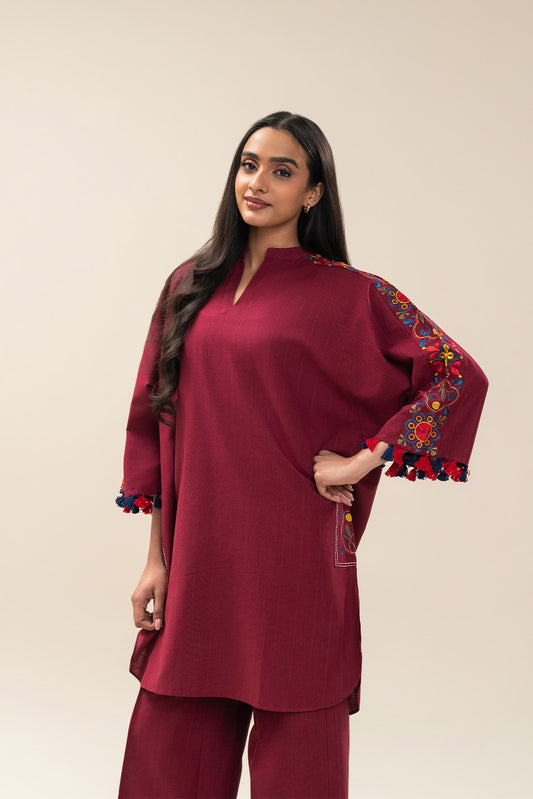 2 PIECE EMBROIDERED DOBBY SUIT (PRET)