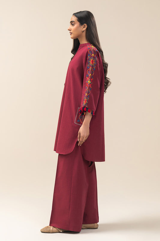 2 PIECE EMBROIDERED DOBBY SUIT (PRET)