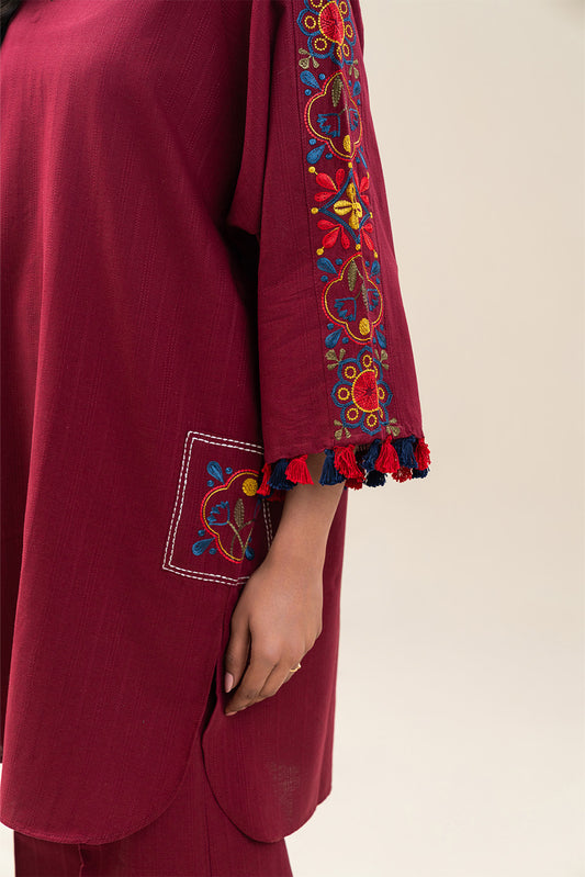 2 PIECE EMBROIDERED DOBBY SUIT (PRET)