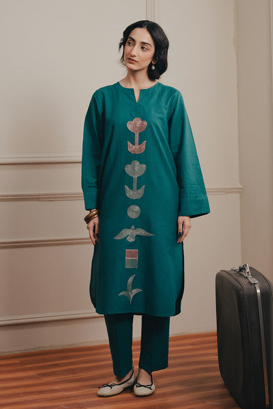 2 PIECE EMBROIDERED KHADDAR SUIT (PRET)