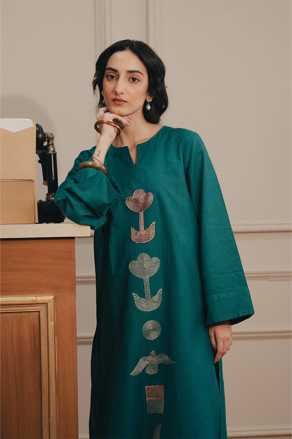 2 PIECE EMBROIDERED KHADDAR SUIT (PRET)