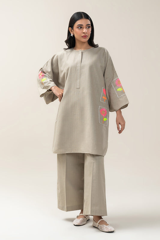 2 PIECE EMBROIDERED DOBBY SUIT (PRET)