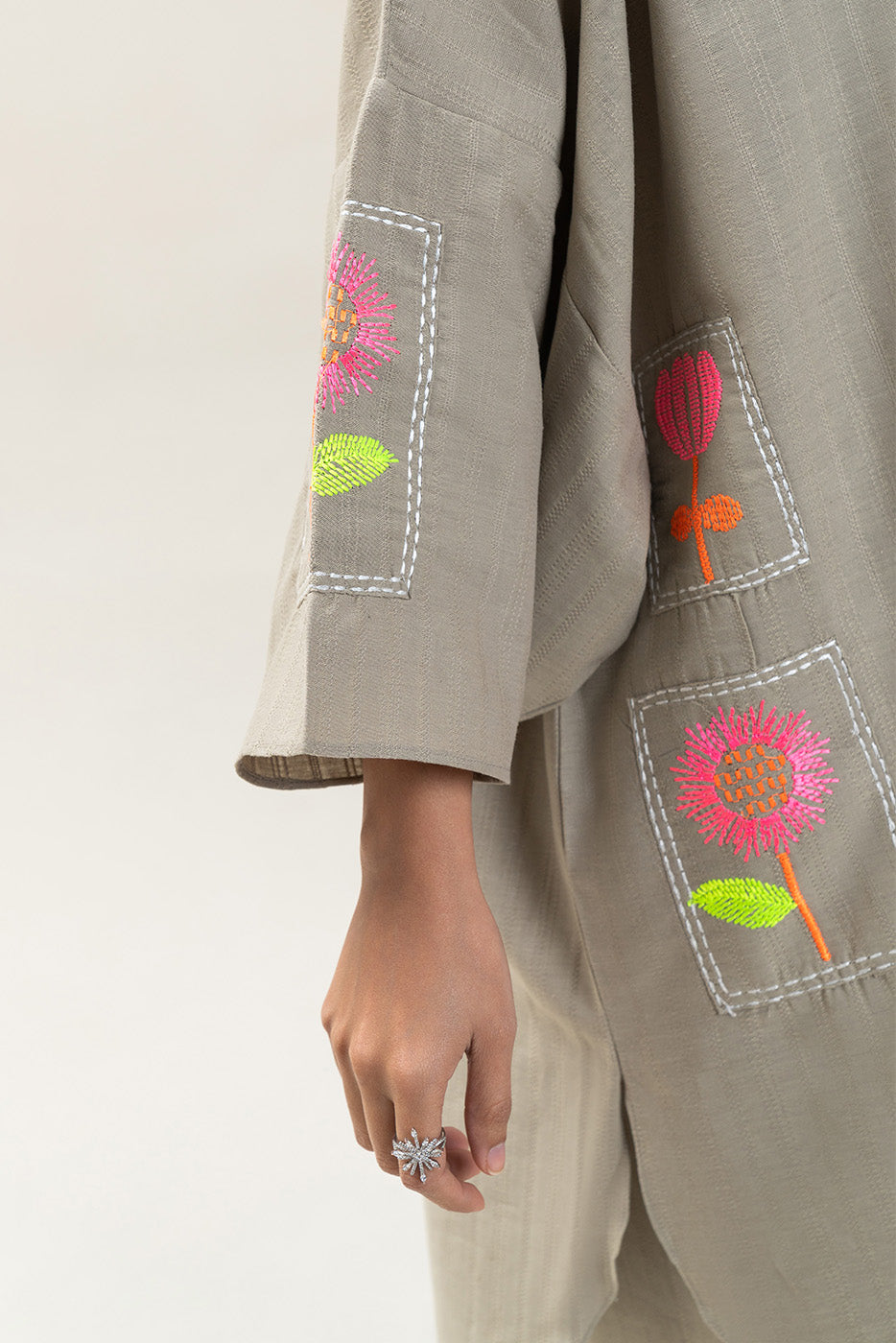 2 PIECE EMBROIDERED DOBBY SUIT (PRET)