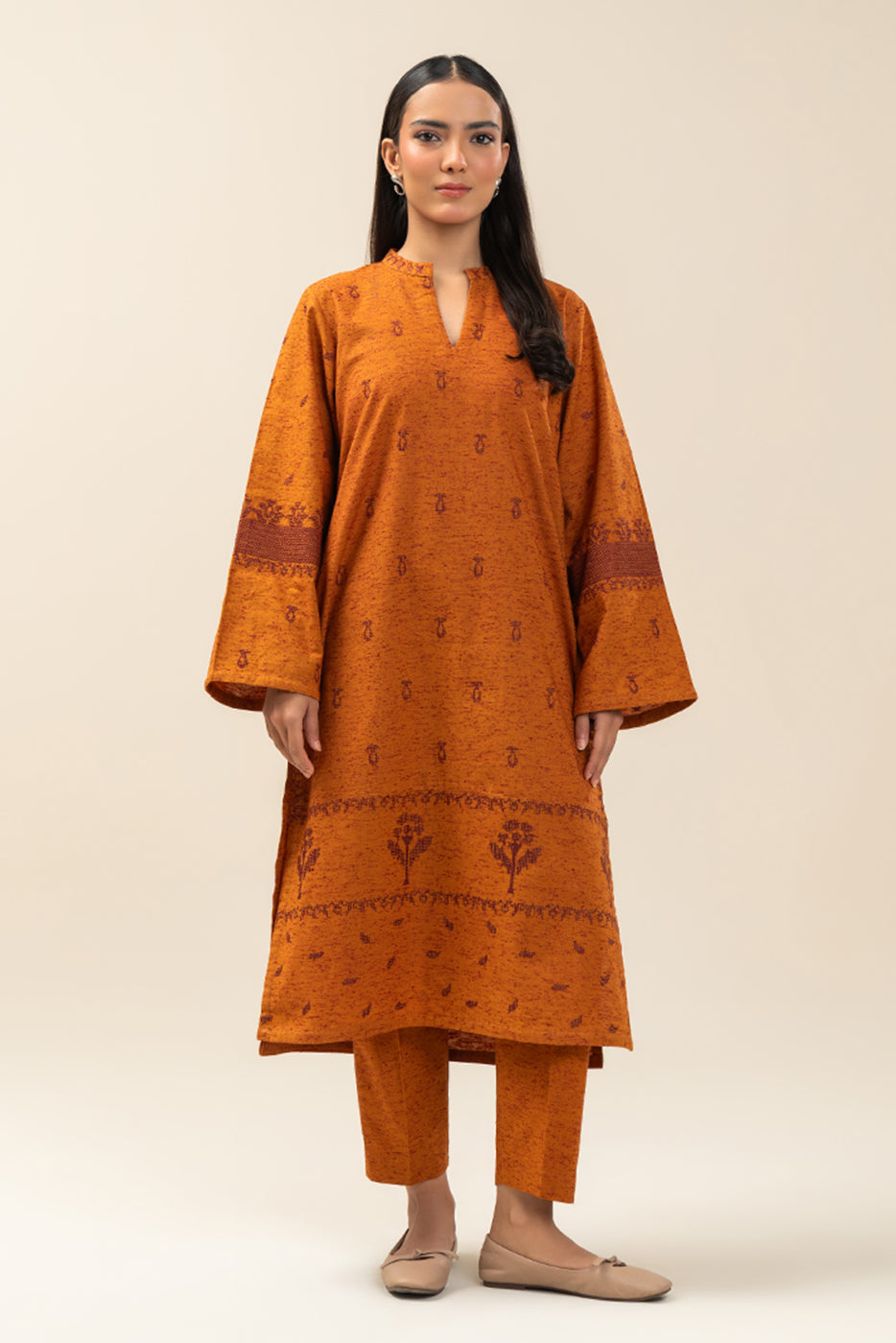 2 PIECE EMBROIDERED POLY NEPS SUIT (PRET)