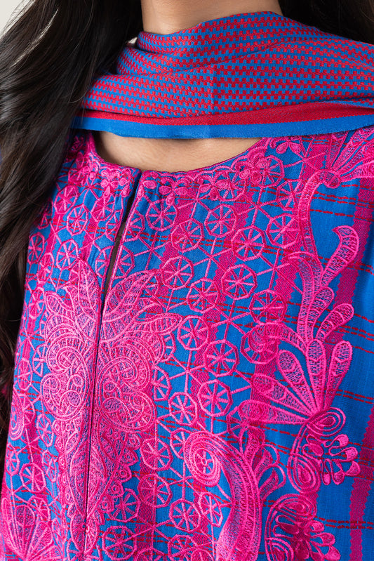 3 PIECE EMBROIDERED KHADDAR JACQUARD SUIT (PRET)
