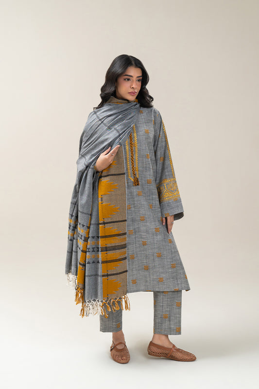 3 PIECE EMBROIDERED KHADDAR SUIT (PRET)