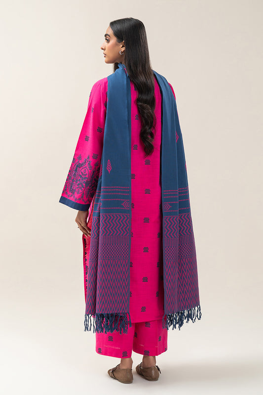 3 PIECE EMBROIDERED KHADDAR JACQUARD SUIT (PRET)