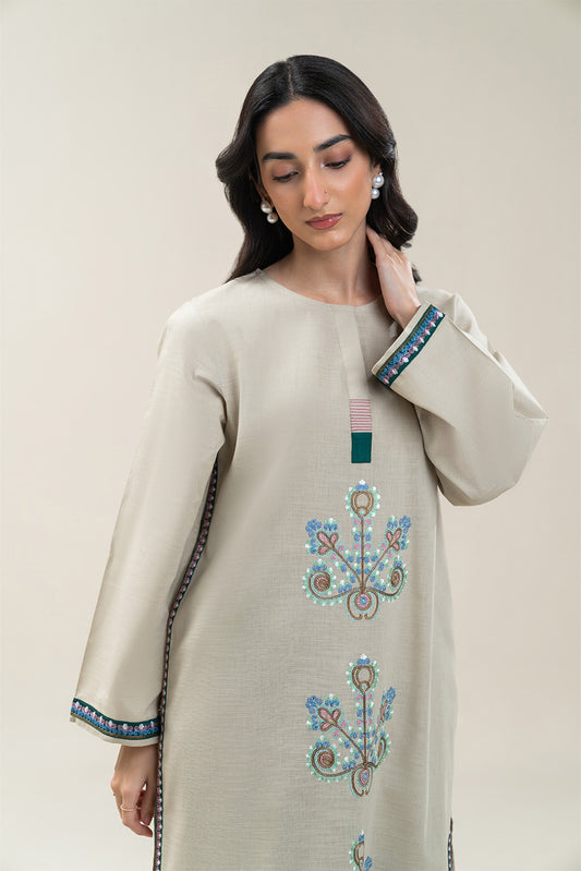 2 PIECE EMBROIDERED SLUB KHADDAR SUIT (PRET)