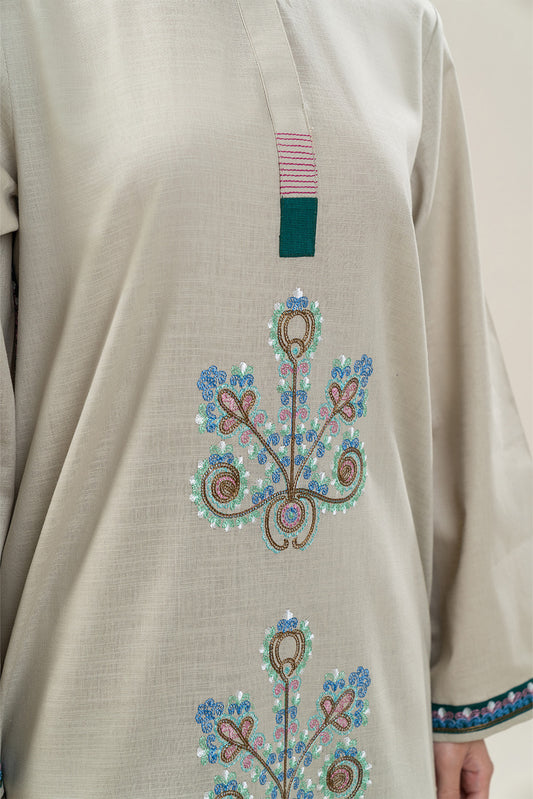 2 PIECE EMBROIDERED SLUB KHADDAR SUIT (PRET)