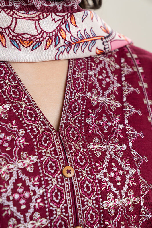 3 PIECE EMBROIDERED SLUB KHADDAR SUIT (PRET)