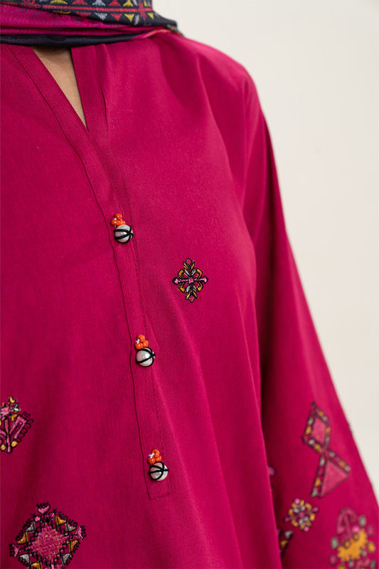 3 PIECE EMBROIDERED KARANDI SUIT (PRET)