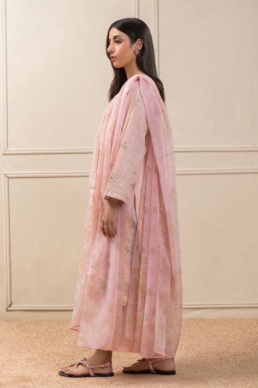 3 PIECE EMBROIDERED TWO TON SUIT (PRET)