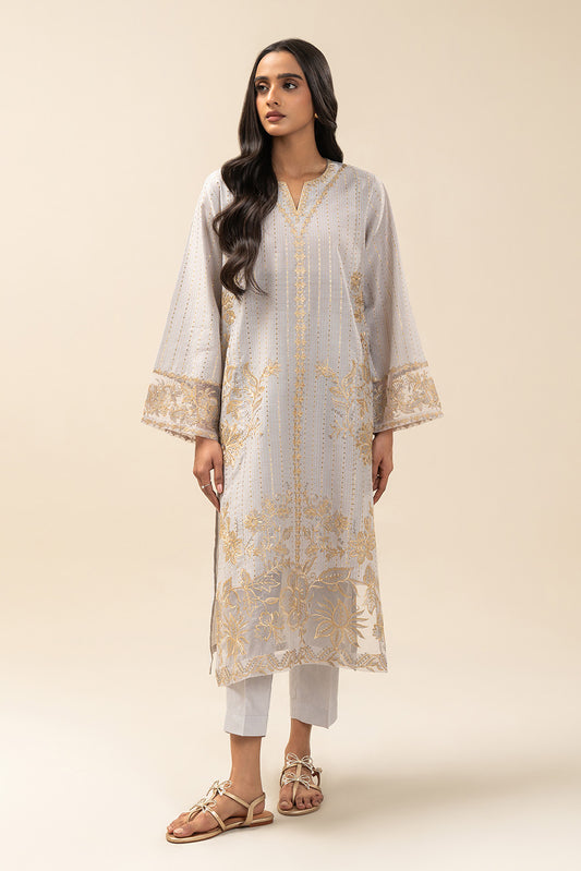 2 PIECE EMBROIDERED TWO TONE SUIT (PRET)