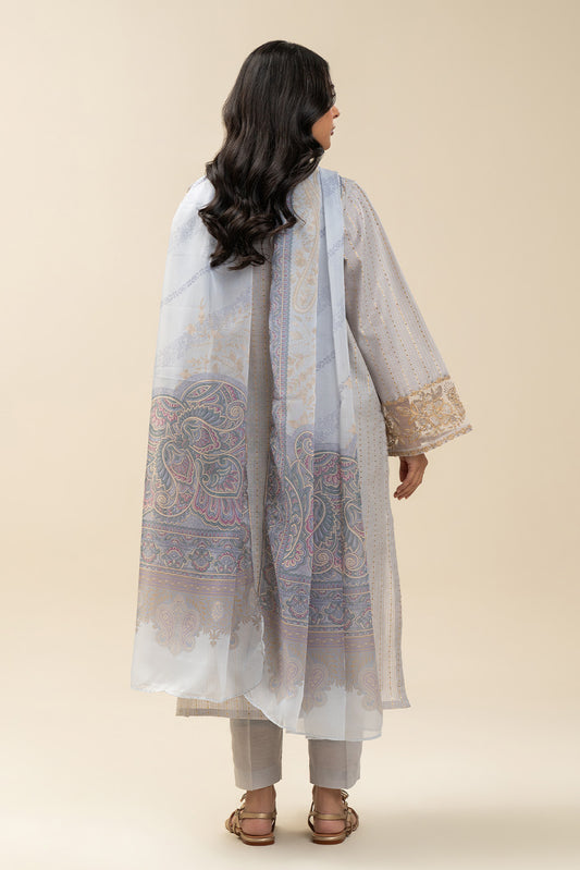 3 PIECE EMBROIDERED TWO TONE SUIT (PRET)