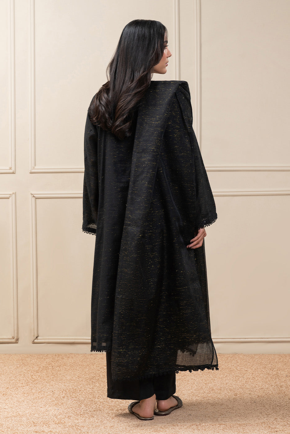 3 PIECE EMBROIDERED ZARI PAPER COTTON SUIT (PRET)