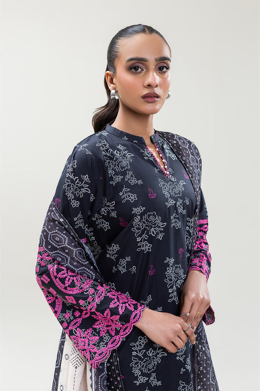 3 PIECE EMBROIDERED COTTON VISCOSE SUIT (PRET)