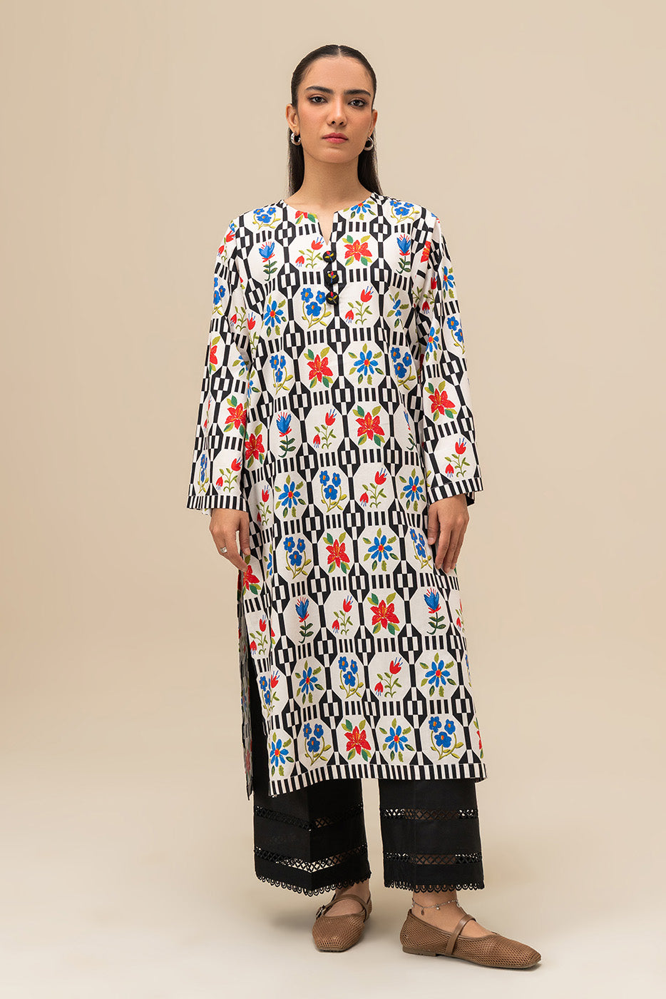 PRINTED COTTON VISCOSE SHIRT (PRET)