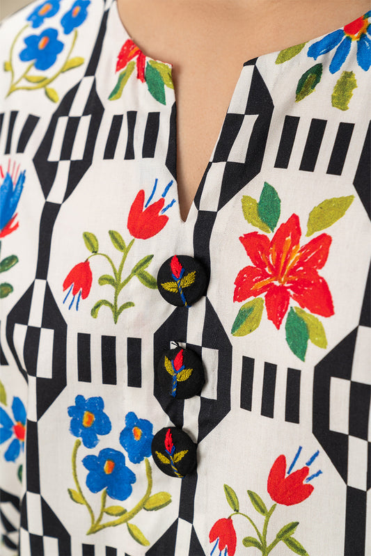 PRINTED COTTON VISCOSE SHIRT (PRET)