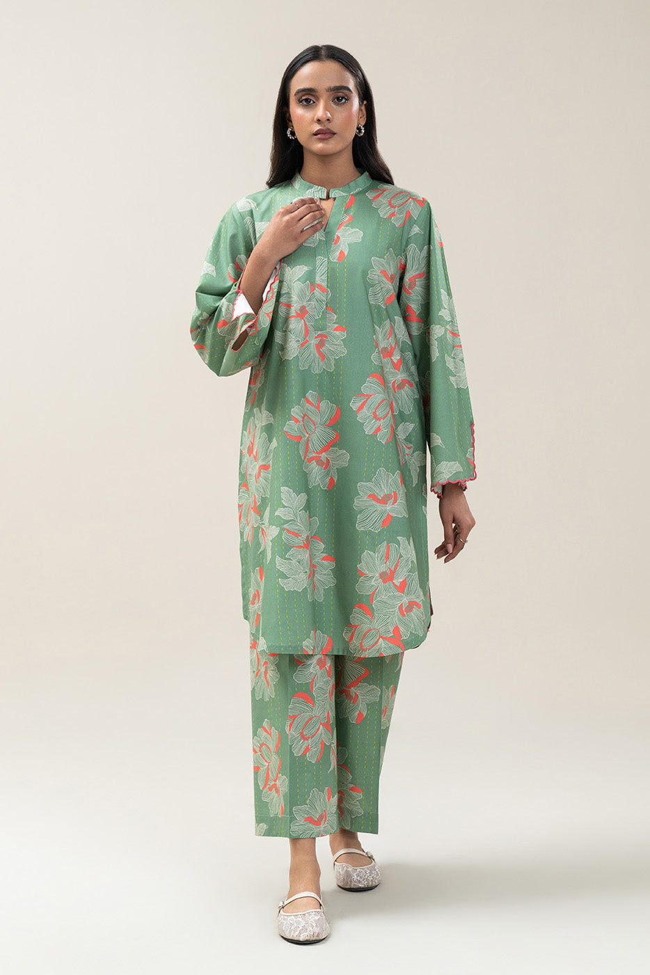 2 PIECE PRINTED COTTON VISCOSE SUIT (PRET)