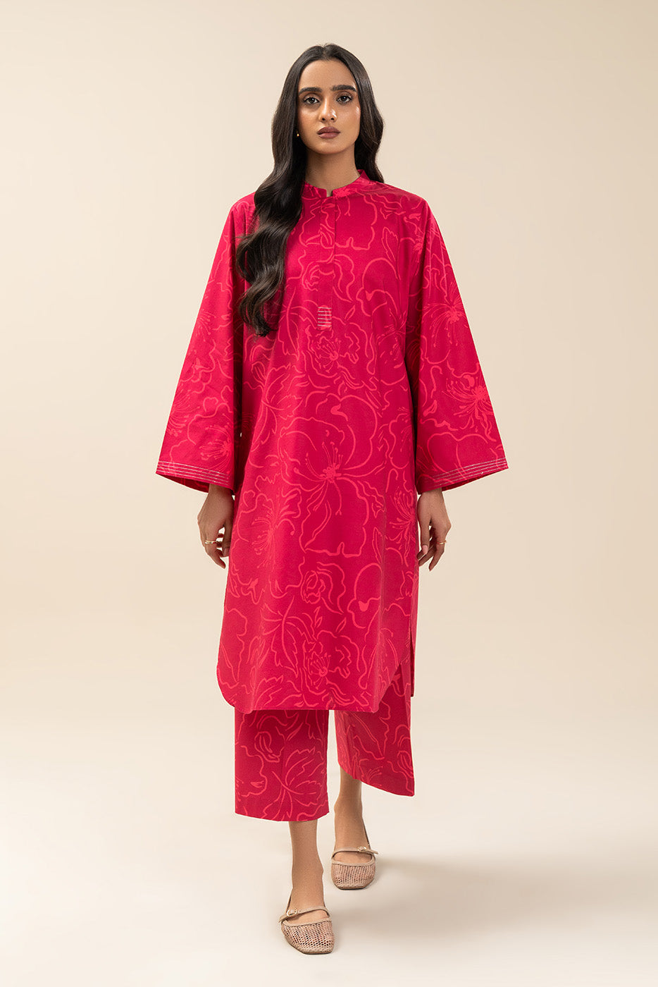 2 PIECE PRINTED COTTON VISCOSE SUIT (PRET)