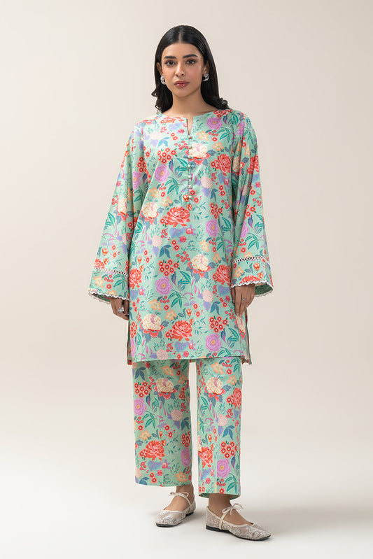 2 PIECE PRINTED COTTON VISCOSE SUIT (PRET)