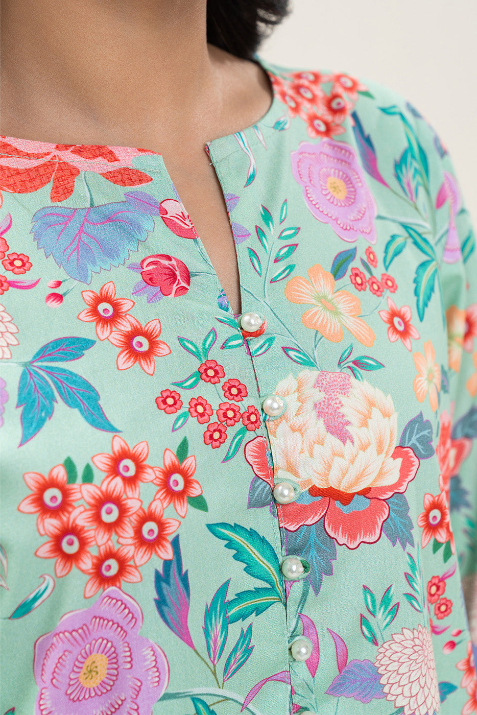 2 PIECE PRINTED COTTON VISCOSE SUIT (PRET)