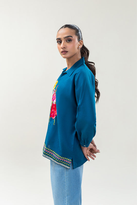 EMBROIDERED TWO WAY SLUB TOP (PRET)