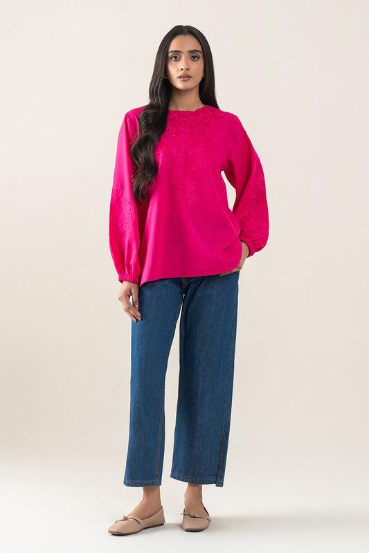 EMBROIDERED TWO WAY SLUB TOP (PRET)