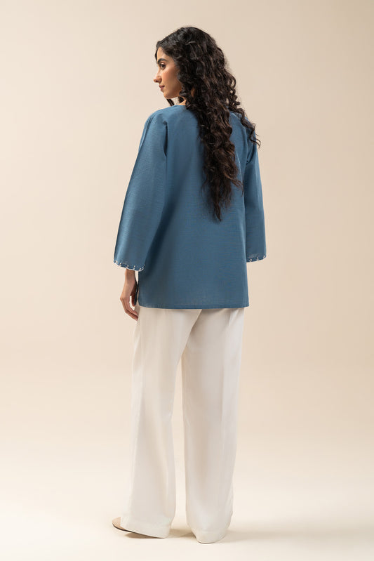 EMBROIDERED TWO WAY SLUB SHIRT (PRET)