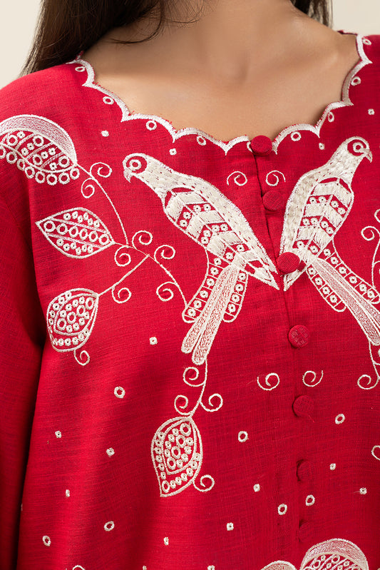 EMBROIDERED TWO WAY SLUB TOP (PRET)