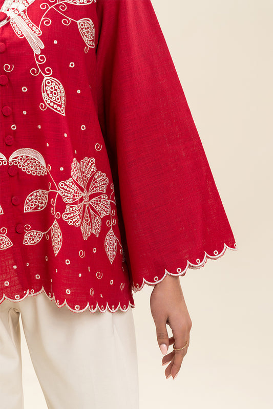 EMBROIDERED TWO WAY SLUB TOP (PRET)