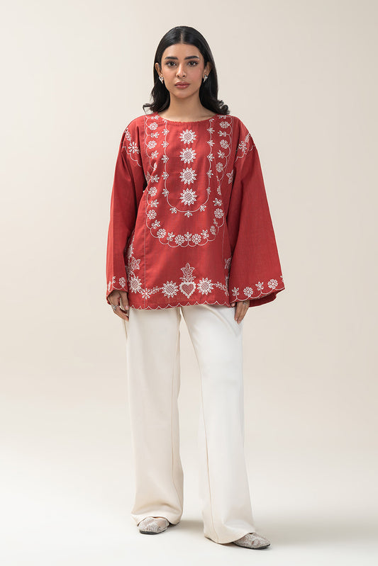 EMBROIDERED TWO WAY SLUB TOP (PRET)