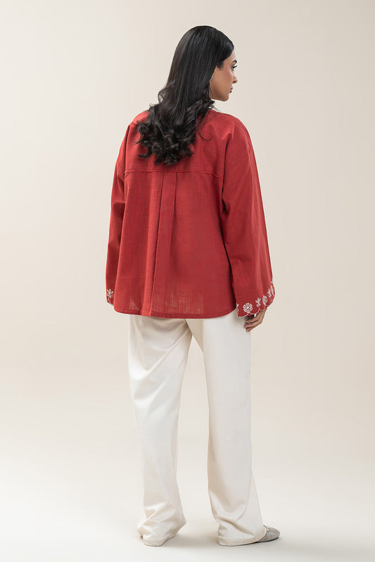 EMBROIDERED TWO WAY SLUB TOP (PRET)