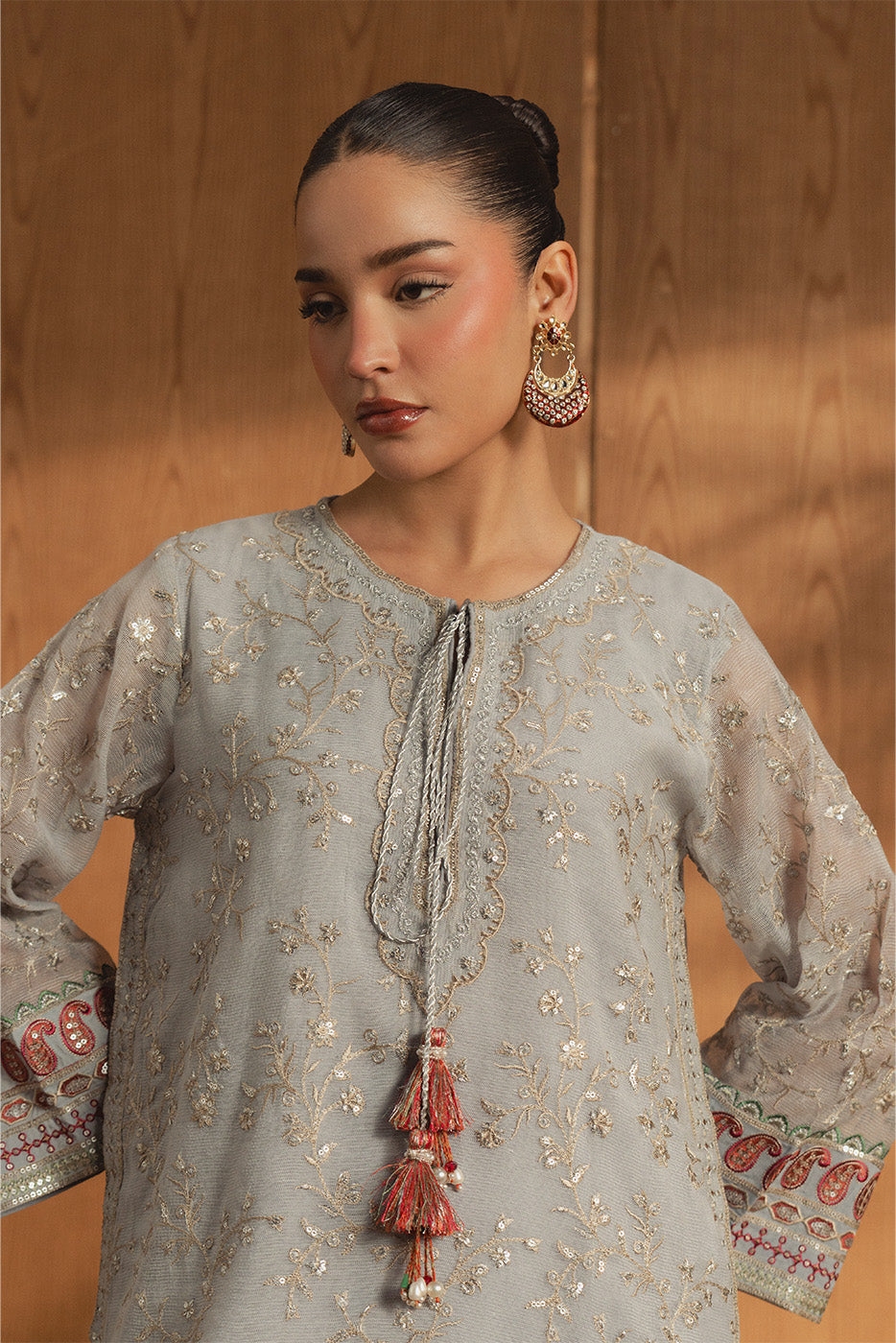 2 PIECE EMBROIDERED COTTON NET SUIT (LUXURY PRET)