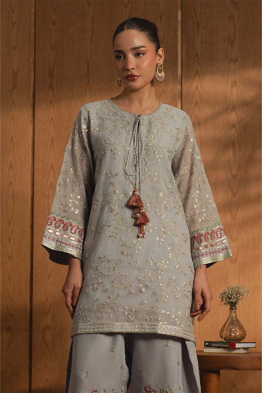 2 PIECE EMBROIDERED COTTON NET SUIT (LUXURY PRET)